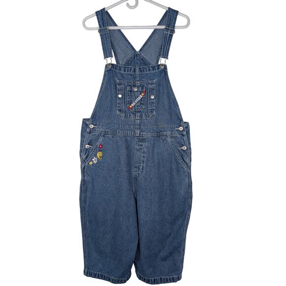 Vintage Tweety Bird Looney Toons Denim Overalls Jorts Warner Bros - Picture 1 of 9